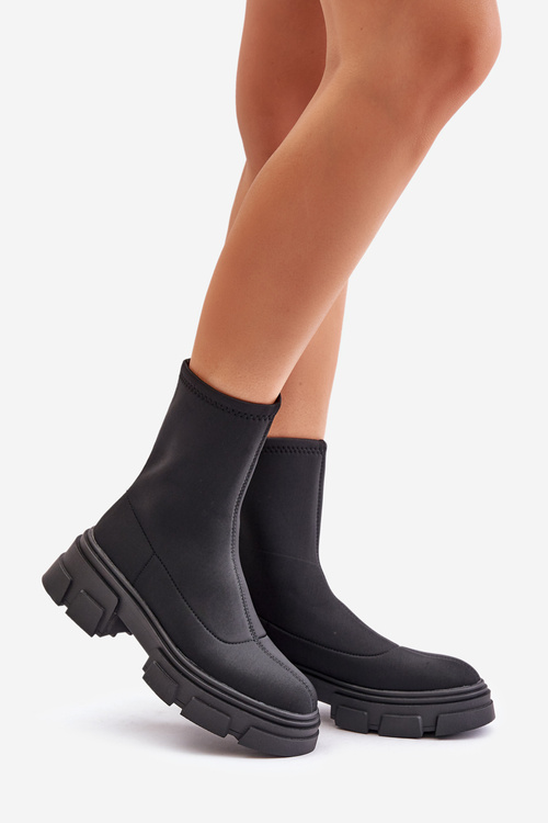 Черевики слипони на плоскому каблуці Чорні Ravendria