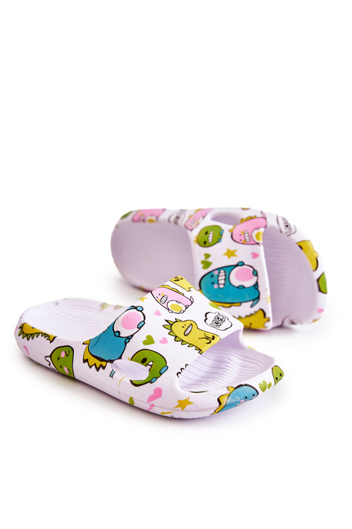 Легкі дитячі тапочки Dinosaurs White Astro