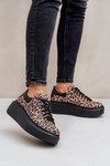 Шкіряні кросівки на платформі з леопардовим принтом Zazoo 3346 коричнево-чорні