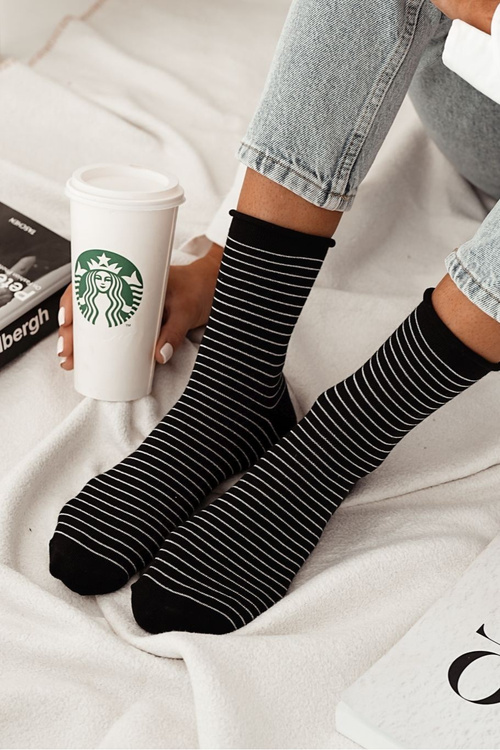 Жіночі Носки Без Тиску З Тонкими Смугами Чорні