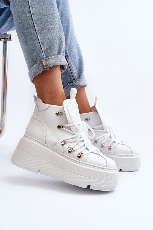 Біле шкіряне жіноче спортивне взуття Zazoo 3416