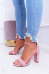 Жіночі босоніжки на шпильці замшеві рожеві Anastasie