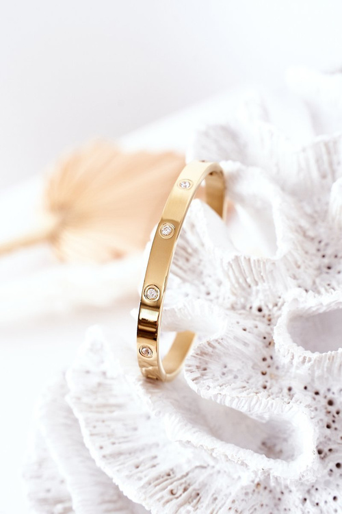 Сталевий браслет із великим цирконієвим золотом