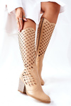 Ажурні замшеві високі чоботи бежеві Дієслова