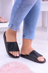 Жіночі шльопанці з цирконію LadyCristal Black