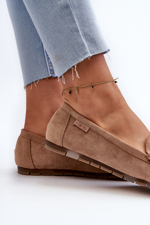 Жіночі лофери з еко-замші Big Star NN274930 Memory Foam System Beige