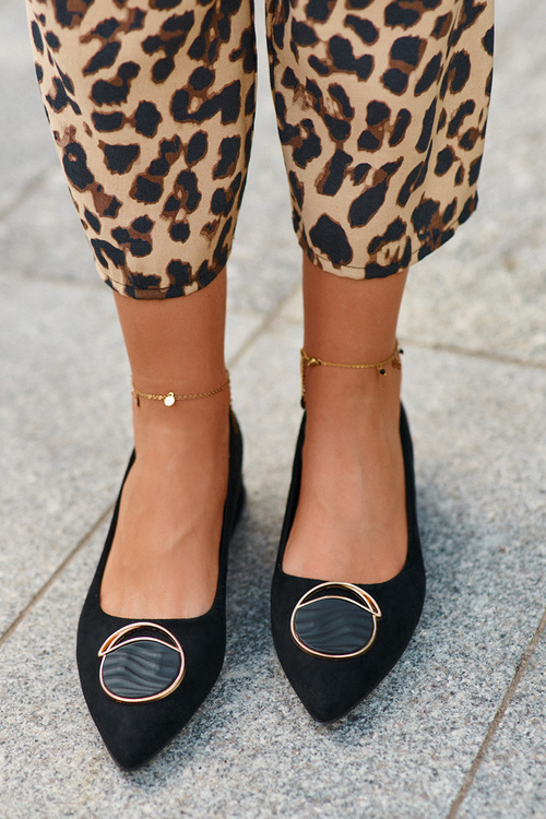 Туфлі на низьких підборах з екозамші S.Barski KV27-037 Чорні