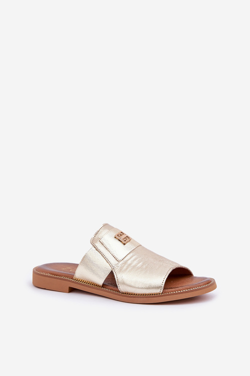 Елегантні Сандалі З Природної Шкіри На Плоскому Каблуці Zazoo 40423 Золоті