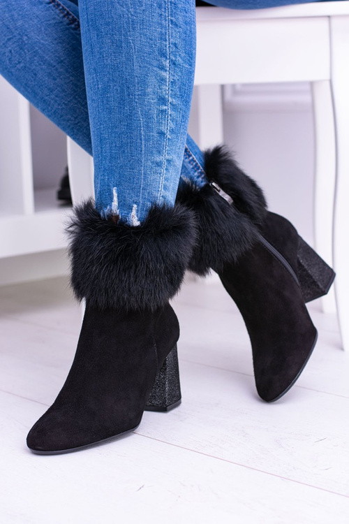 Жіночі чорні замшеві чоботи зі штучного хутра Laura Messi 1689