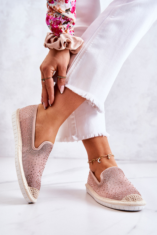 Жіночі тканинні еспадрільї з фіанітами рожевого кольору Deimos