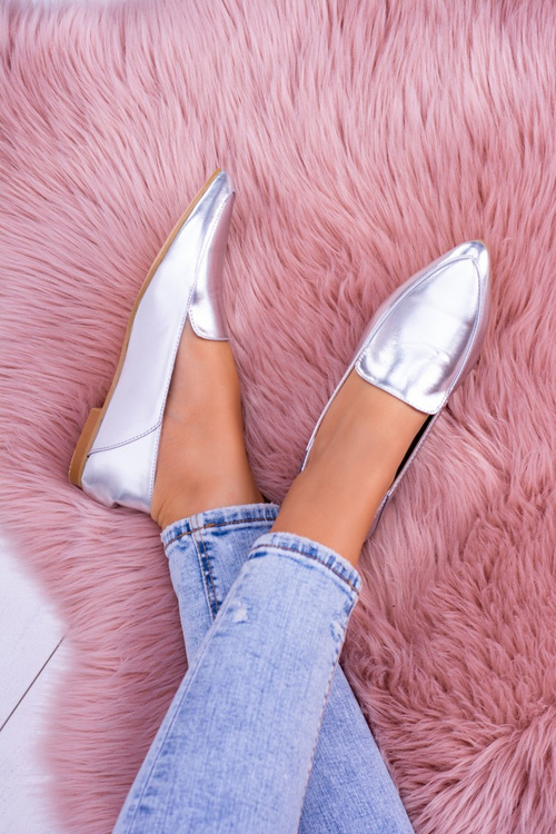 Жіночі сріблясті дзеркальні мокасини Lu Boo Mireldo