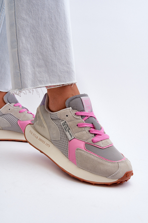 Жіночі кросівки на платформі з системою Memory Foam Big Star NN274680 Сіро-рожеві