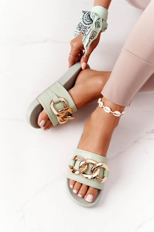 Гумові тапочки з ланцюжком Світло-зелений One Moment