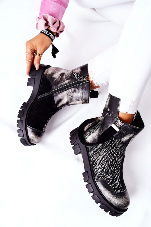 Шкіряні черевики Maciejka Black and White 05137-21