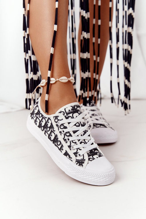 Жіночі логовані кросівки чорно-білі вихідні