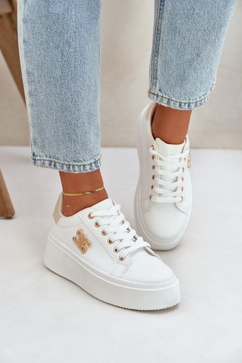 Жіночі Кросівки На Платформі Біло-Бежеві Temittes