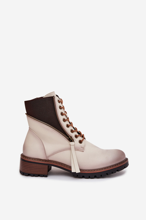 Жіночі утеплені чоботи на платформі Vinceza 58559 бежеві