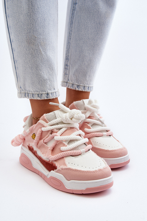 Жіночі кросівки з масивною шнурівкою рожевого кольору Miatora