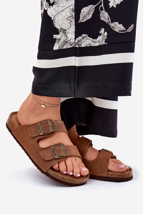 Замшеві Жіночі Тапочки З Пряжками Big Star RR274A394 Коричневі