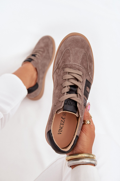 Жіночі Замшеві Кросівки Vinceza 79557 Темно-Бежеві