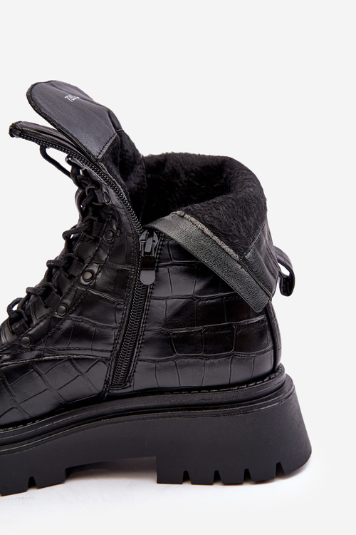 Черевики робочі жіночі з декоративним тисненням Чорна Таролія