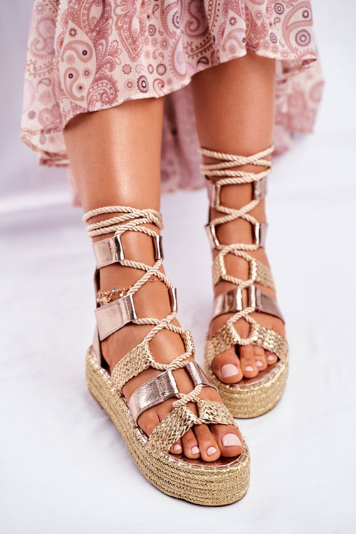 Жіночі босоніжки на платформі еспадрільї Gold Eromica
