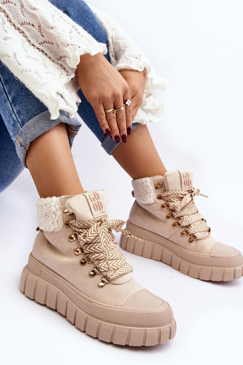 Черевики Trappers на підкладці на товстій підошві Ralotta Light Beige