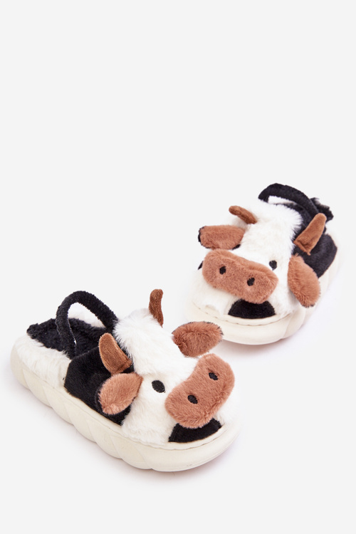 Дитячі хутряні тапочки з мотивом корови Білий Таморрін