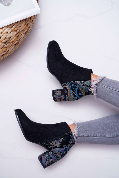 Чоботи жіночі на шпильці Sergio Leone Flower Folk Black Eros2