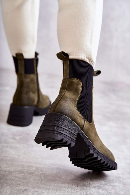 Жіночі теплі черевики на підборах зелені Abella