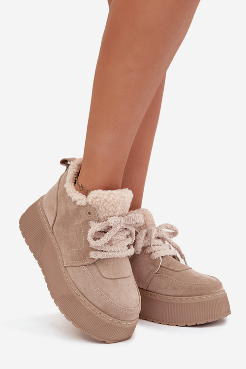Жіночі Снігові Черевики На Платформі З Вовняною Овечкою Бежеві Luma