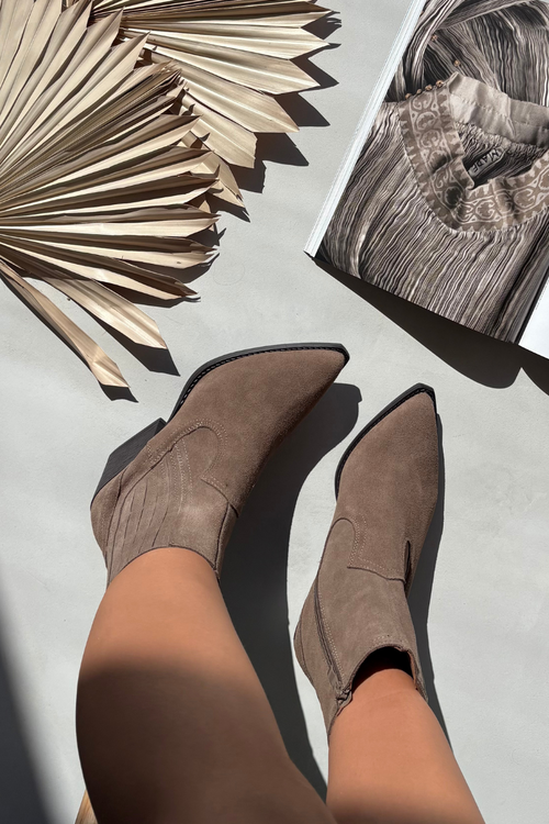 Замшеві Ковбойські Чоботи Для Жінок На Підборах Утеплені Khaki Dylira