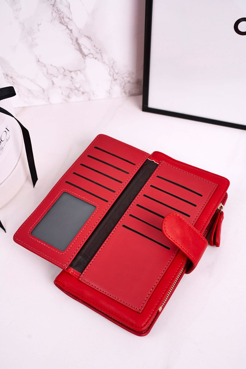 Великий жіночий гаманець з додатковим місцем для карток, червоний