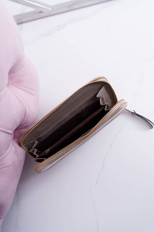 Жіночий гаманець великий сіро-золотистий на блискавці