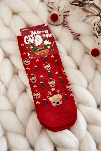 Дитячі новорічні шкарпетки Reindeers Cosas Red-Green