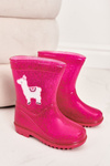 Дитячі блискучі дощові черевики з рожевим ламою