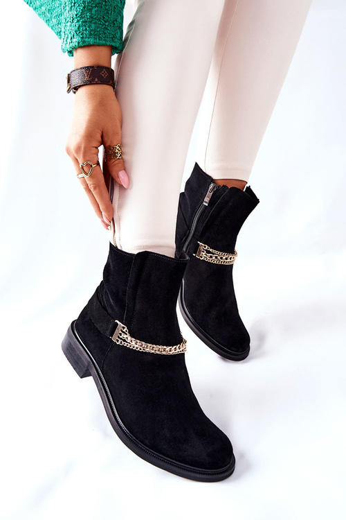 Жіночі замшеві черевики Nicole Leather Black Dome