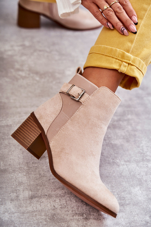 Замшеві чоботи на пості Бежеві Vannes