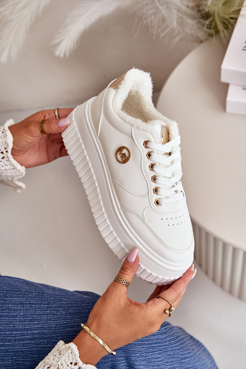 Кросівки жіночі спортивні утеплені на масивній підошві білі Ardiela