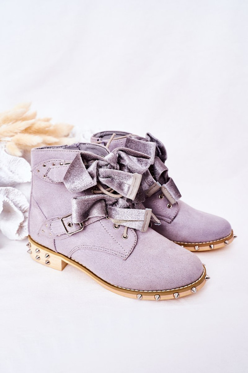 Дитячі теплі черевики на шпильці Lu Boo сірі