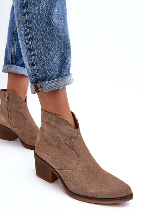 Замшеві ковбойські черевики на блискавці D&A SN622-29 темно-бежевий