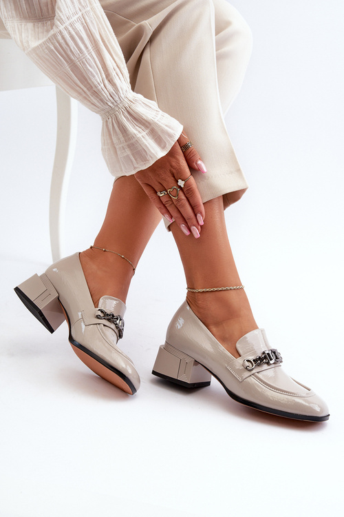 Сірі лаковані туфлі на каблуці S.Barski MR38-960