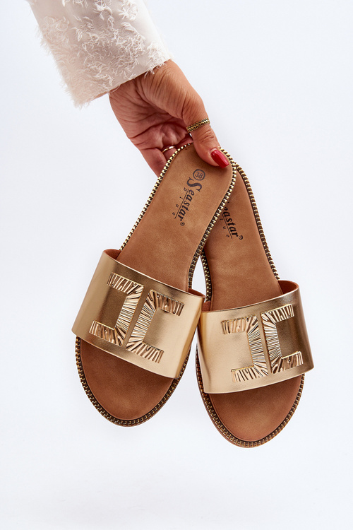 Жіночі босоніжки з золотистим орнаментом Ollavia