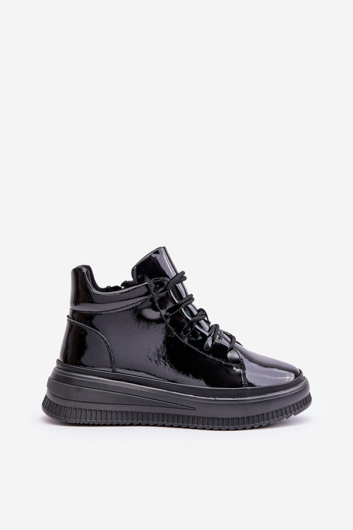 Легке лаковане спортивне взуття на платформі з натуральної шкіри Artiker 55C1049 Чорне