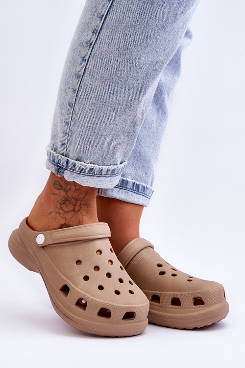 Поролонові босоніжки Crocs на масивній підошві Бежеві Katniss