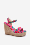 Босоніжки на танкетці з малюнком кольору фуксія Anihazra