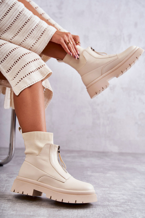 Жіночі шкарпетки Чоботи на блискавці бежеві шелтер