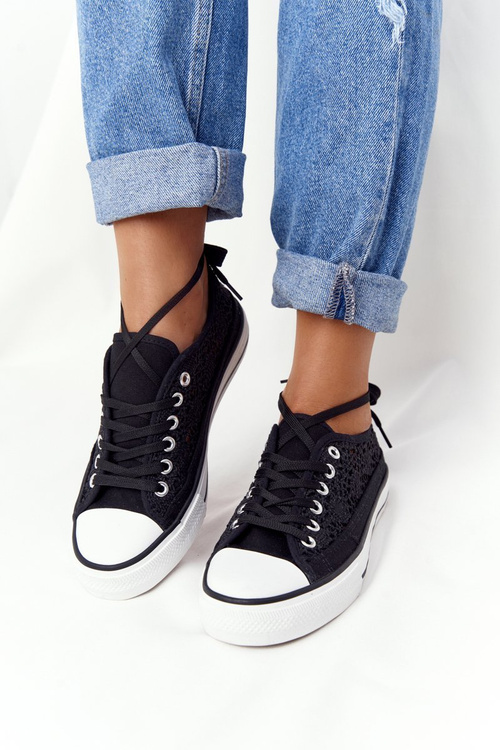 Жіночі мереживні кросівки Кендіс чорні