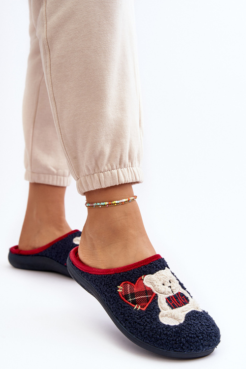 Жіночі домашні тапочки Мюлі з синім ведмедиком Inblu EC000095 Темно-синій