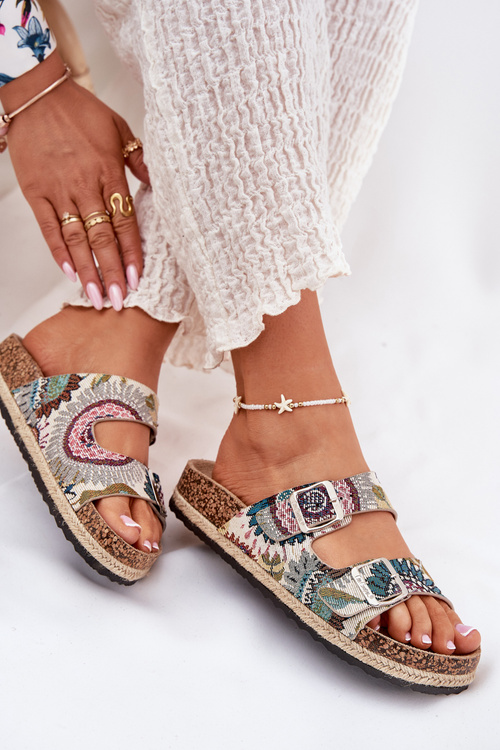 Візерункові жіночі тапочки на корковій платформі з пряжками Lee Cooper LCW-25-35-3483L Багатоколірні